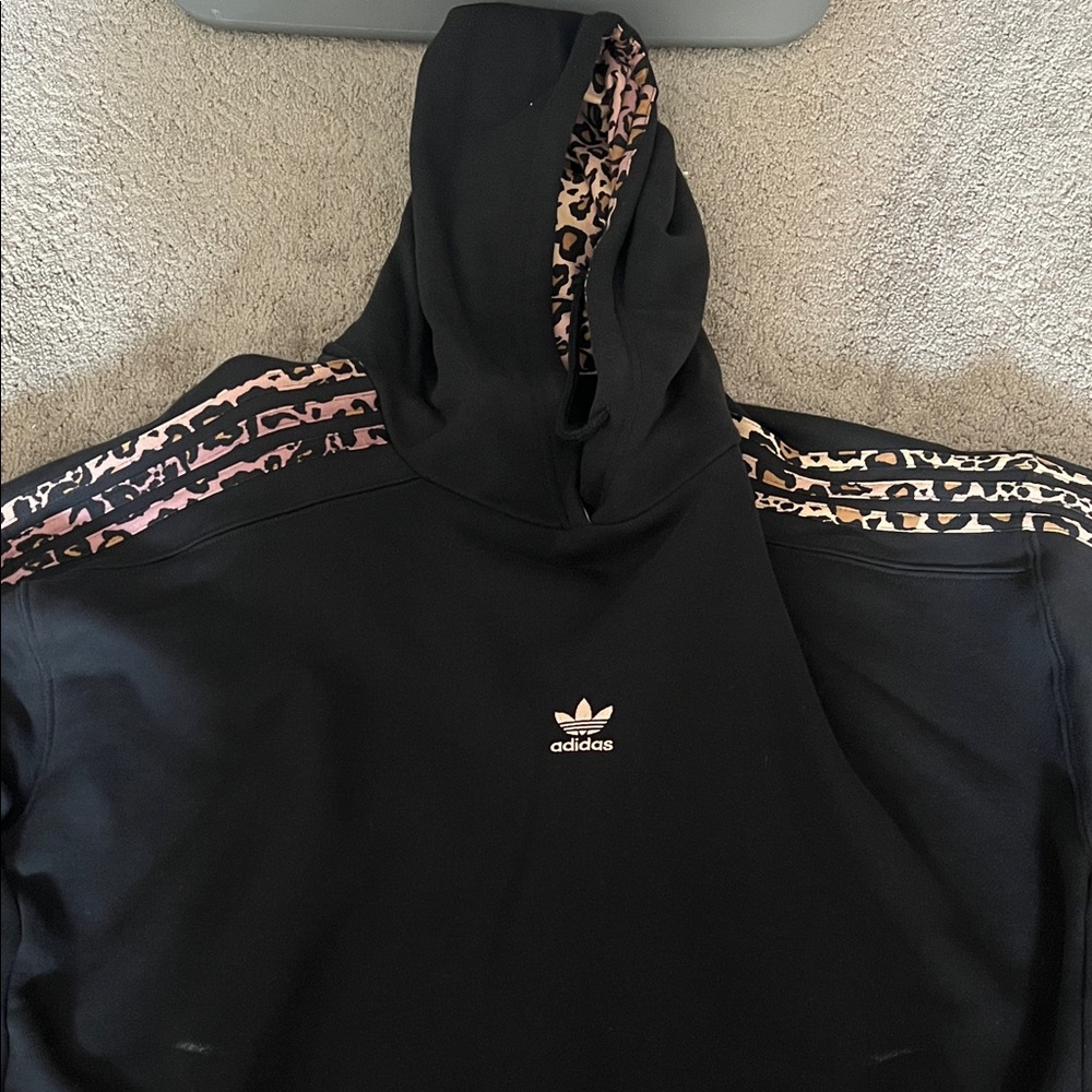 Adidas Black Hoodie with Animal Print Details